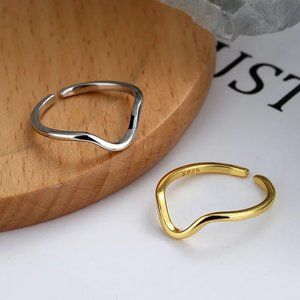 18k GP Sterling Silver V Shape Chevron ring